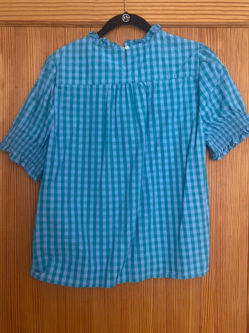 JCREW Smocked Cotton Poplin Puff-Sleeve Top in Gingham